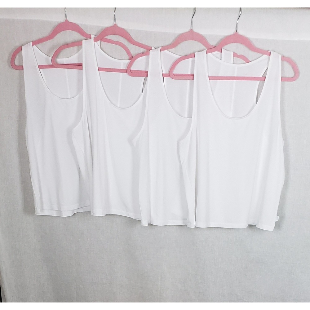 Johnny Was Calme Womens White Racerback Bundle of 4 Tank Tops XL Solid Spring
